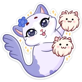 🕺 61206336 chat, phoque, dessin animé, mignon, animal, autocollant whatsapp sticker