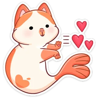 ❤️ d2d2e3ca chat, poisson, animal, coeur, amour, mignon, autocollant, dessin animé whatsapp sticker