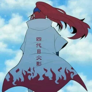 ✨ 67399e57 四代目火影 anime, cartone animato, mantello, nuvole, cielo, capelli rossi telegram sticker