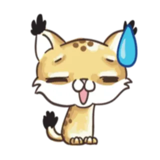 😓 8b55b2c0 猞猁, 猫, 动物, 可爱, 卡通, 汗滴, 表情, 表情符号 telegram sticker