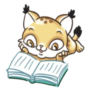 📚 e3aa46f6 猞猁, 猫, 阅读, 书, 动物, 可爱 telegram sticker