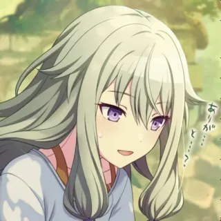 🍵 a30002a3 ありがとう…？ Anime, Manga, Nhân vật, Cười, Tiếng Nhật, Chữ telegram sticker