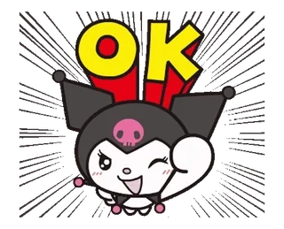 ⭐ 140aea3f Kuromi OK คุโรมิ, ซานริโอ, การ์ตูน, คาวาอิ, โอเค telegram sticker