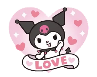 ⭐ 6d15c4a2 Kuromi LOVE การ์ตูน, น่ารัก, หัวใจ, ความรัก, อนิเมะ telegram sticker