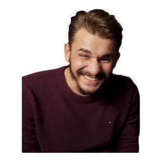 😂 6cb3b8f1 pria, tersenyum, potret, kasual, sweter, bahagia telegram sticker