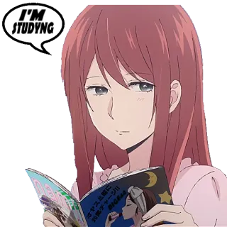 📔 2988078d I'M STUDYING Anime, Gadis, Belajar, Membaca, Buku, Lucu, Kartun telegram sticker