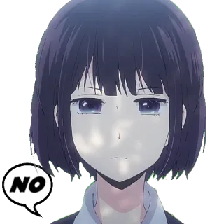 👎 464977c7 NO Anime, Tidak, Ketidaksetujuan, Perempuan, Gadis telegram sticker