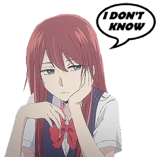 👐 4f949737 I DON'T KNOW Anime, Gadis, Ekspresi, Gelembung ucapan, Pertanyaan, Sedih, Kecewa telegram sticker