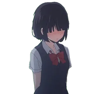 😨 6a90544f anime, gadis, pita merah, pemalu, seragam sekolah, tersipu telegram sticker