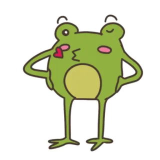 😘 170c4364 青蛙, 卡通, 动物, 可爱, 亲吻, 绿色 telegram sticker