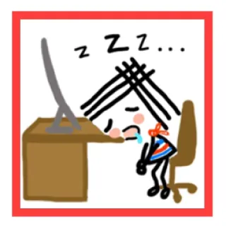 😖 a3f8b20e z z ... assonnato, stanco, ufficio, scrivania, zzz, cartoni animati whatsapp sticker