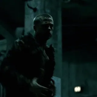 🧥 55fc2d62 Tyler Durden Fight Club Brad Pitt, Fight Club, Tyler Durden, bạo lực, cảnh phim, đấm telegram sticker