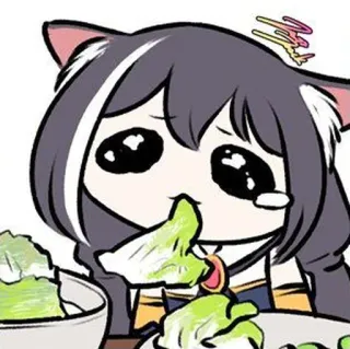 🍲 15753b23 Anime, Gadis kucing, Makan, Kawaii, Kartun, Lucu whatsapp sticker