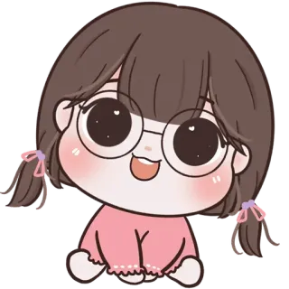 🧚‍♀ 9ab44693 hoạt hình, cô gái, dễ thương, kính, nhãn dán, kawaii, anime telegram sticker