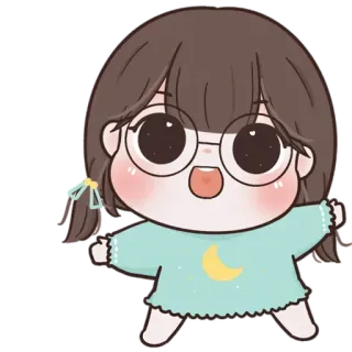 🧚‍♀ ca5d9ef2 hoạt hình, dễ thương, cô gái, nhãn dán, chibi, anime, mặt trăng, pijama telegram sticker