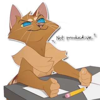 😑 237be8c1 Not productive chat, paresseux, improductif, drôle, dessin animé, animal telegram sticker