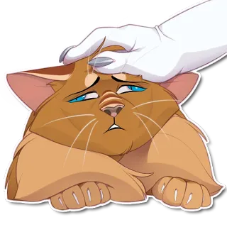 😣 4511aac8 chat, animal de compagnie, animal, dessin animé, mignon, main, caresser telegram sticker