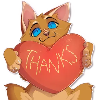 ❤ 6e41da32 THANKS chat, coeur, merci, animal, salutation, appréciation telegram sticker