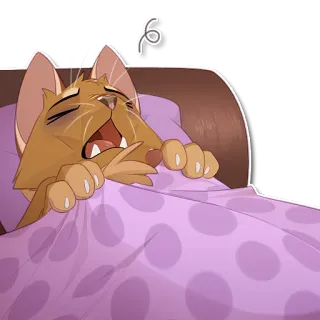 😩 94ed8f52 chat, dormir, dessin animé, animal, fatigué, lit telegram sticker