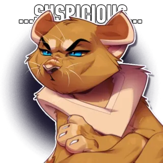 🤨 a7bba19a …SUSPICIOUS… chat, suspect, animal, dessin animé, autocollant, mème, expression telegram sticker
