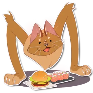 😀 d61e09dc chat, nourriture, burger, sushi, animal, dessin animé telegram sticker