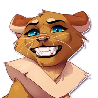 😬 ded1e0c8 lion, dessin animé, souriant, animal, mammifère, poilu telegram sticker