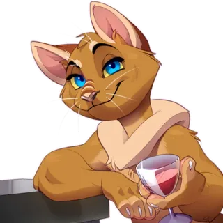 👄 ebed1743 chat, anthro, vin, dessin animé, animal, furry, mignon, verre telegram sticker