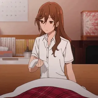 🗝 221217b3 애니메이션, 소녀, 캐주얼, 애니메이션 소녀, 갈색 머리, 침실 telegram sticker