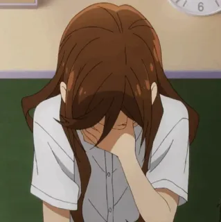 🕰 276405ce 애니메이션, 소녀, 슬픈, 우는, 교복, 감정적인 telegram sticker