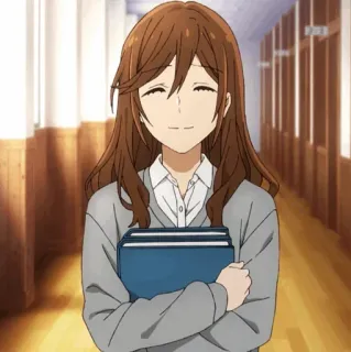 🗝 5f8ddb0a 애니메이션, 소녀, 학교, 책, 미소 telegram sticker