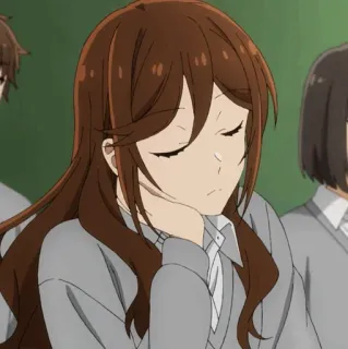 🍁 d57ca1a5 애니메이션, 소녀, 교복, 갈색 머리, 감은 눈, 학생, 만화, 일본 애니메이션 telegram sticker