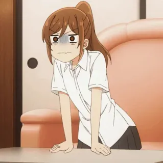 🗝 d9832ceb 애니메이션, 소녀, 만화, 걱정하는, 앉아있는 telegram sticker