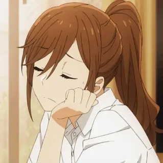 🍁 f6c9baea 애니메이션, 소녀, 슬픈, 피곤한, 포니테일 telegram sticker