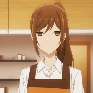 🍁 fe4000f9 애니메이션, 여자, 캐릭터, 갈색 머리, 앞치마, 귀여운, 만화 telegram sticker