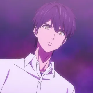 🧩 58b4de14 anime, male, portrait, character, purple background telegram sticker