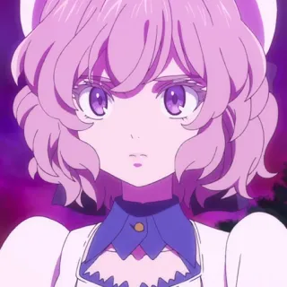 🧩 cde8d291 anime, pink hair, purple eyes, cute, cartoon, female character telegram sticker