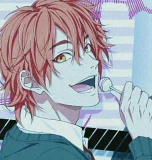 🧲 16ffe54d 애니메이션, 만화, 캐릭터, 주황색 머리, 롤리팝, 행복한 telegram sticker