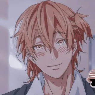 🧲 8ca6d384 애니메이션, 남성, 캐릭터, 미소, 귀여운, 홍조, 행복한 telegram sticker