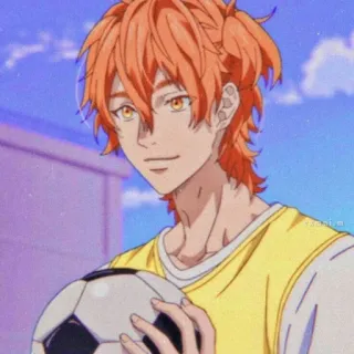 🧲 ba3d4d80 애니메이션, 주황색 머리, 축구, 공, 스포츠, 캐릭터 telegram sticker