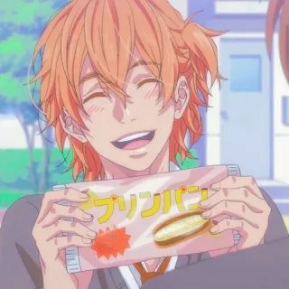 🧲 cd225856 プリンパン 애니메이션, 음식, 빵, 디저트, 행복한, 웃는 telegram sticker