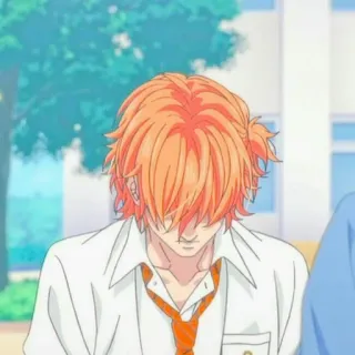 🧲 e8914276 애니메이션, 교복, 주황색 머리, 학생, 내려다보기 telegram sticker