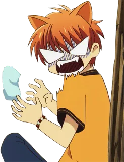 😱 236aeb52 Kyo Sohma Fruits Basket 애니메이션, 소마 쿄우, 후르츠 바스켓, 고양이, 화난 telegram sticker