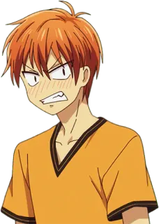 😾 3b473829 Kyo Sohma Fruits Basket 애니메이션, 소마 쿄우, 후르츠 바스켓, 화난, 주황색 머리 telegram sticker
