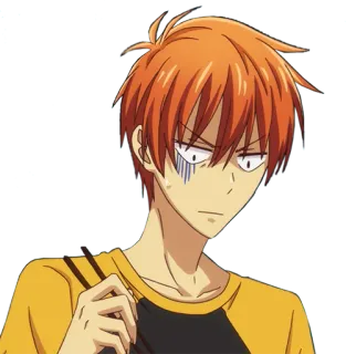 😨 745d9bab Kyo Sohma Fruits Basket 애니메이션, 소마 쿄우, 후르츠 바스켓, 주황색 머리, 화난, 찡그림 telegram sticker