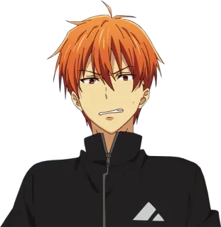 🤢 7d8f8b00 애니메이션, 주황색 머리, 진지함, 캐릭터, 인물 사진, 남성 telegram sticker