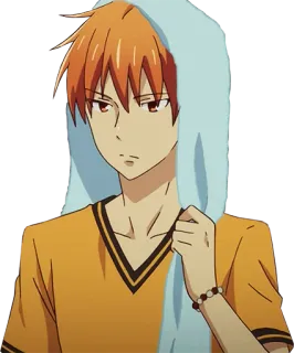 🧖‍♂️ fa9177a7 Kyo Sohma Fruits Basket 애니메이션, 쿄우 소마, 주황색 머리, 수건 telegram sticker