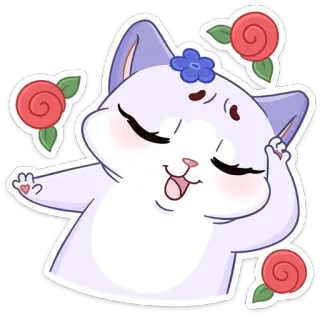 ☺️ a3ddacb0 고양이, 스티커, 귀여운, 카와이, 장미, 동물, 만화 whatsapp sticker