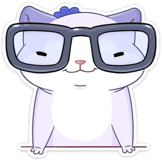 🤓 df6c04c7 고양이, 동물, 안경, 귀여운, 스티커, 만화 whatsapp sticker