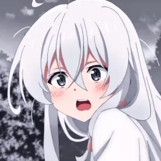 😳 24d5ead6 アニメガール, 可愛い, 天使, 白い髪, 赤面 telegram sticker