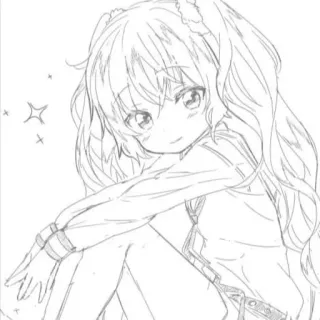 🙂 3105f5e9 アニメ, マンガ, 女の子, イラスト, スケッチ, かわいい telegram sticker